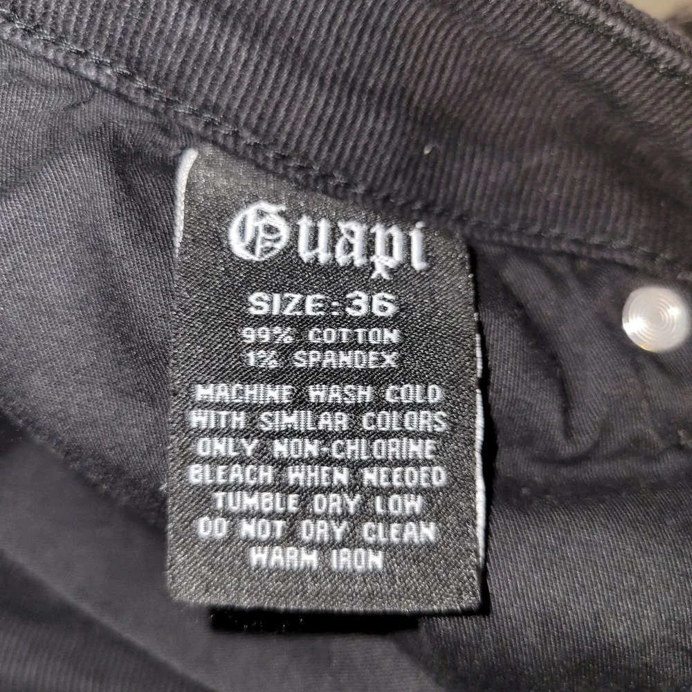 Guapi Jeans Men Size 36x36 Stacked Denim Fringe Distressed Flare Black
